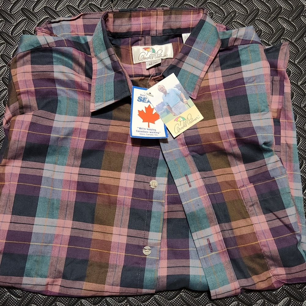 Vintage Arnold Palmer Sears Plaid Button Down Shirt Men’s M NWT Deadstock